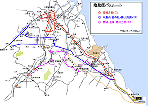 豊前校スクールバス路線図行橋方面（始発便）