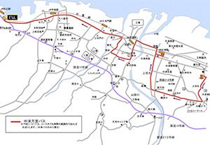 豊前校スクールバス路線図中津方面